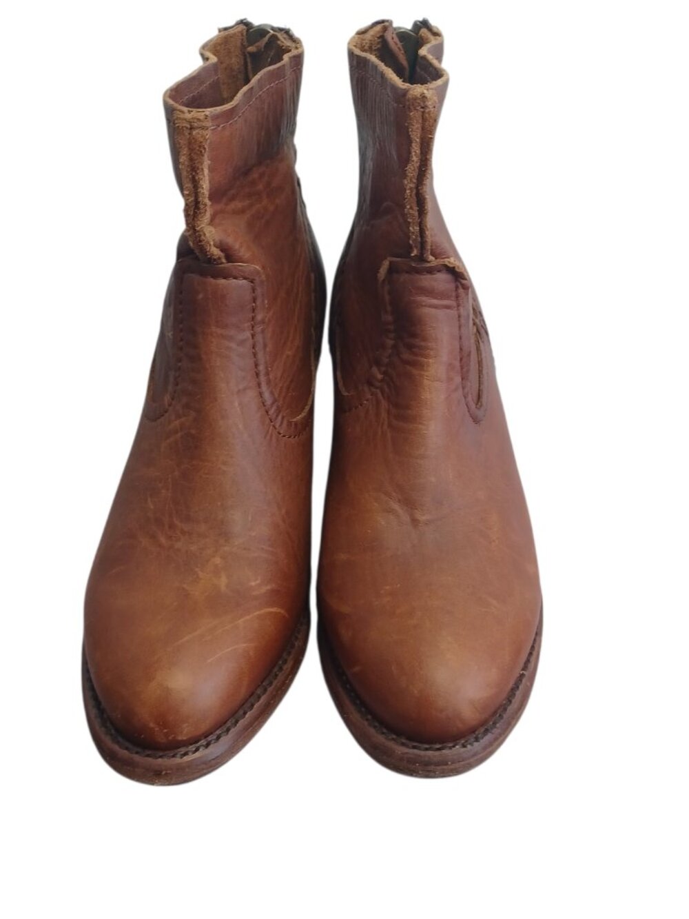 Frye Leslie Artisan Cognac Brown Short Ankle Boots Size 71/2 B - Picture 3 of 9
